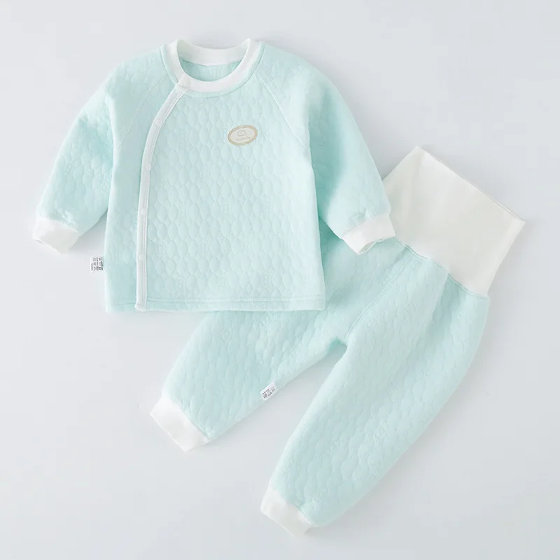 Toddler Underwear Boy Girl Baby Clothes Set Thicken Tops+High Waist Pant Two-Piece Winter Infant Tracksuit Kid Suit Outfit A801