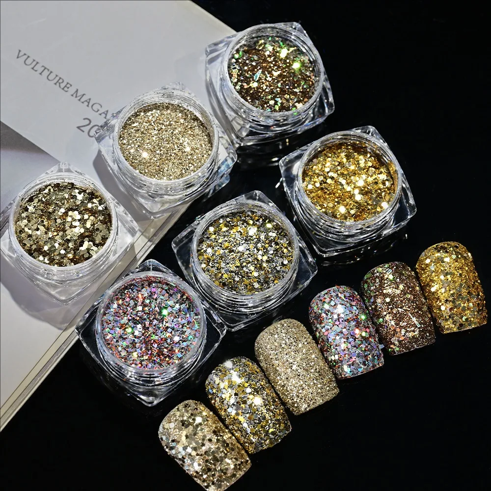 6 ピース/セット新しいネイルグリッター女性のためのエレガントでファッショナブルなマニキュアアクセサリー