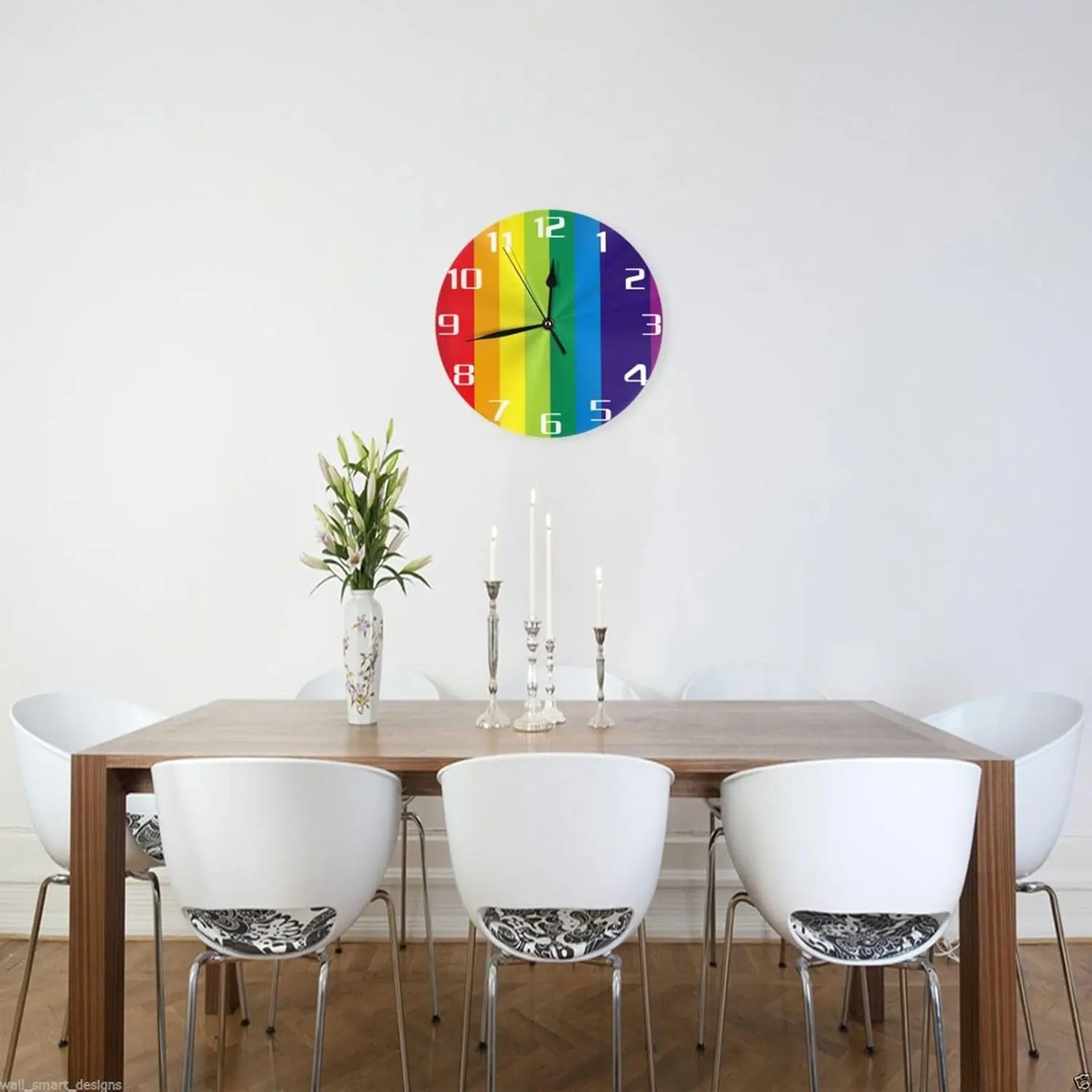 Rainbow Line Wall Clock 10 Inch Silent Non Ticking Wall Clocks Battery Operated Decorative Clock for Bedroom Kitchen Office