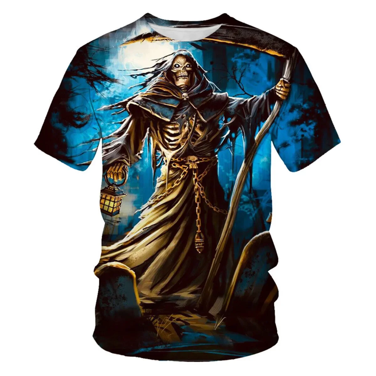 

Trendy Men's 3D Skull T-shirt Gothic Horror Printed Party Street Round Neck Short Sleeve Loose Comfortable Casual Top