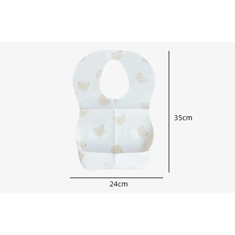 50pcs/pack Cute Bear Disposable Baby Bibs Non-woven Waterproof Newborn Drooling Bibs Outdoor Feeding Apron Eating Saliva Towel