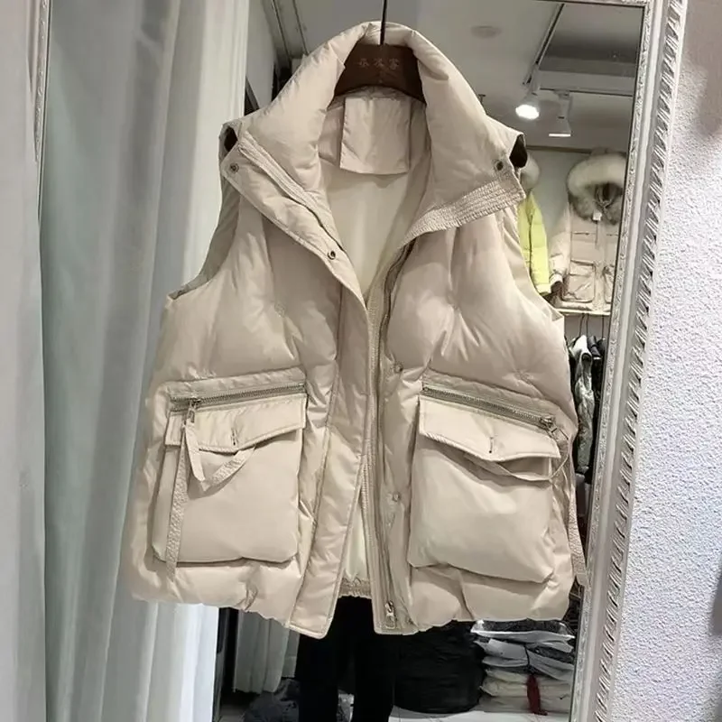 Korean version of loose cotton vest women's autumn and winter new fashion temperament warm coat Joker tank top casual coat.