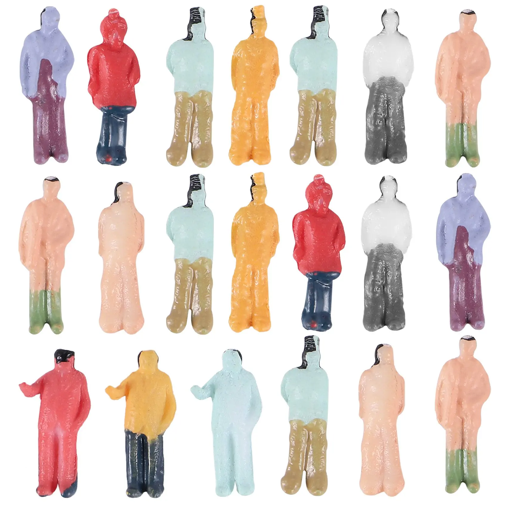 100Pcs Z Scale 1:200 Mix Painted Model People Train Park Street Passenger Figures