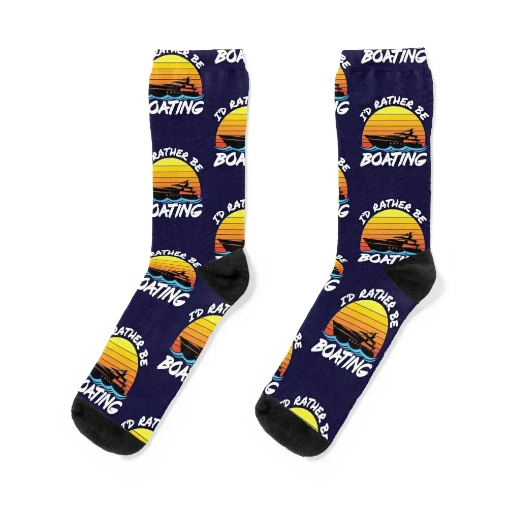 I'd Rather Be Boating Socks Crossfit funny sock professional running Girl'S Socks Men's