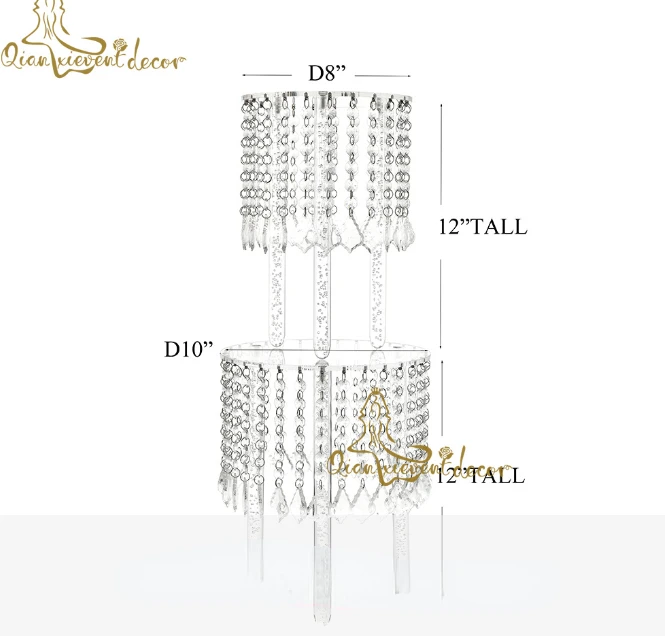 Crystal Acrylic Silver Elegant Three-layer round cake display rack for Wedding Birthday
