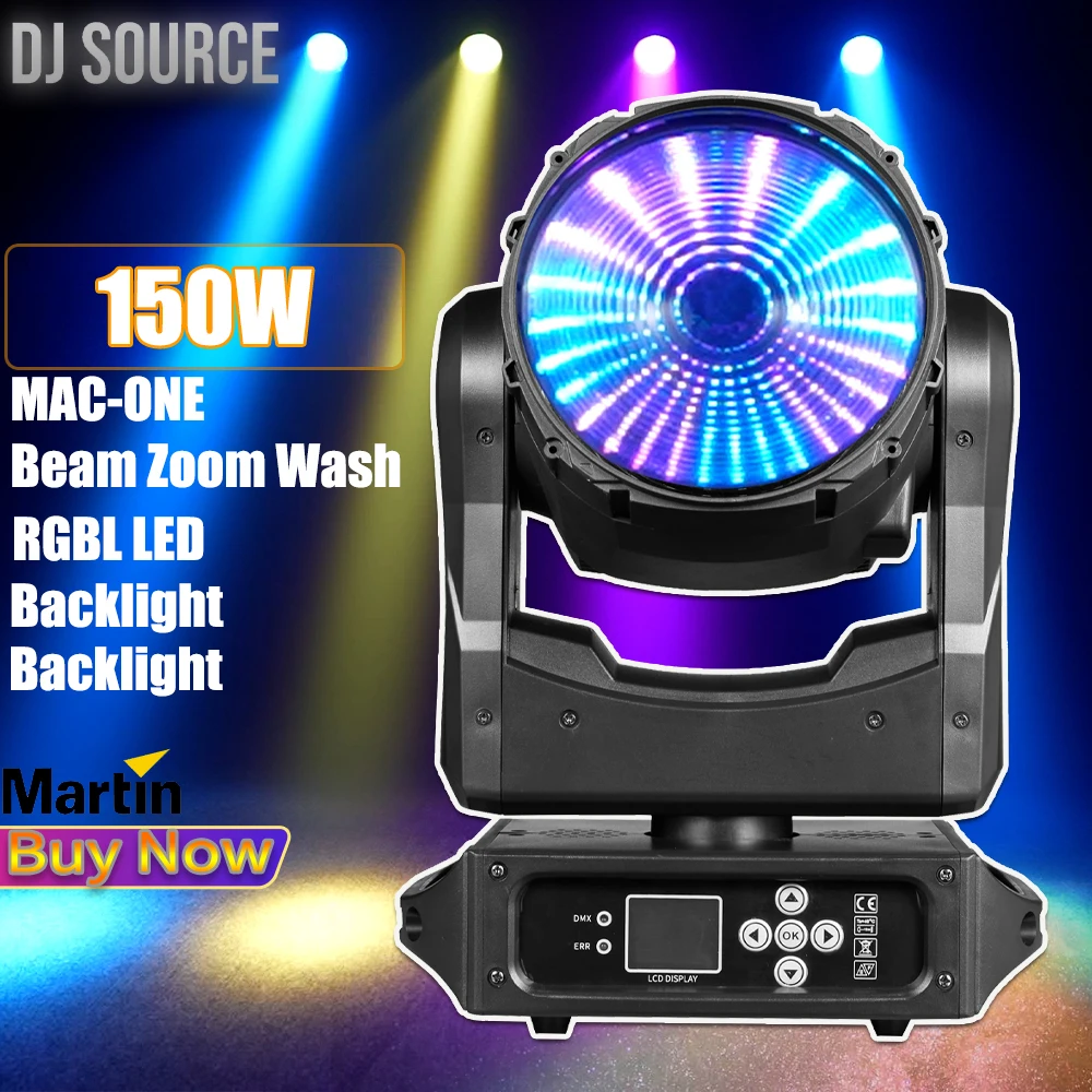 

New Martin MAC one LED 150W RGBL Beam Wash Zoom Moving Head Light Wiht Backlight Frost DMX512 For DJ Disco Stage Lighting Effect