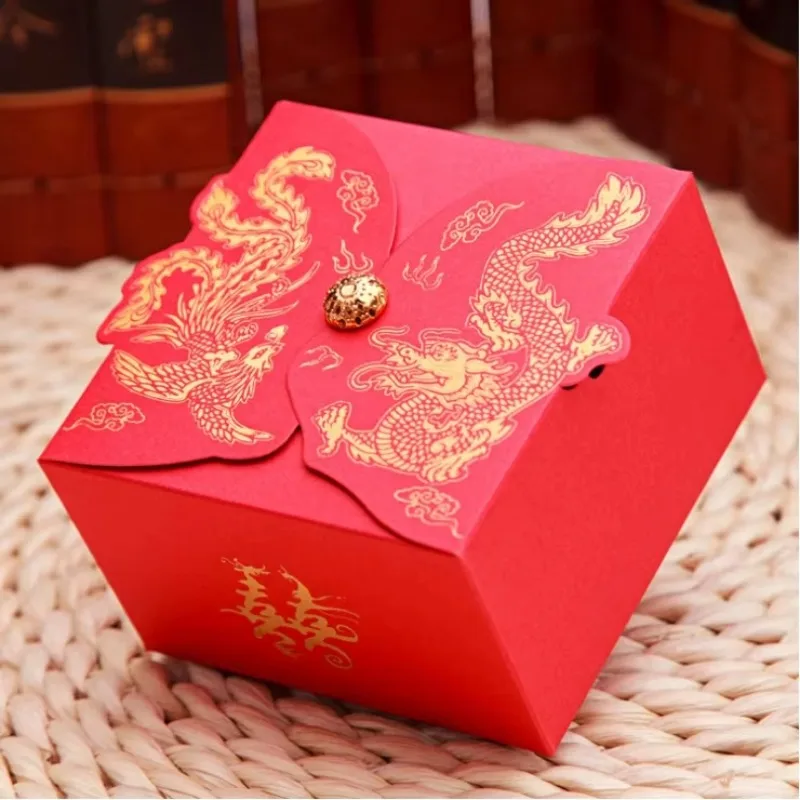 Wedding Favors Boxes Chinese Style Dragon Phoenix Candy Box Party Favors Paper Gift Boxes Chocolate Sugar Boxes