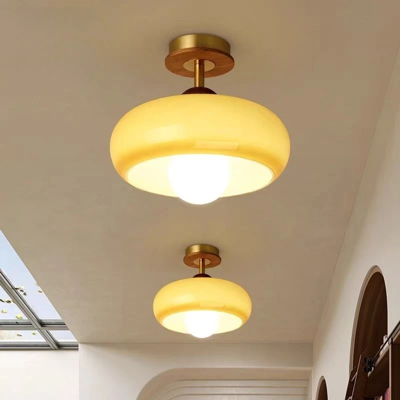 Black Walnut Retro Ceiling Lamp, American & French Style, Universal Light for Corridor Entryway Balcony
