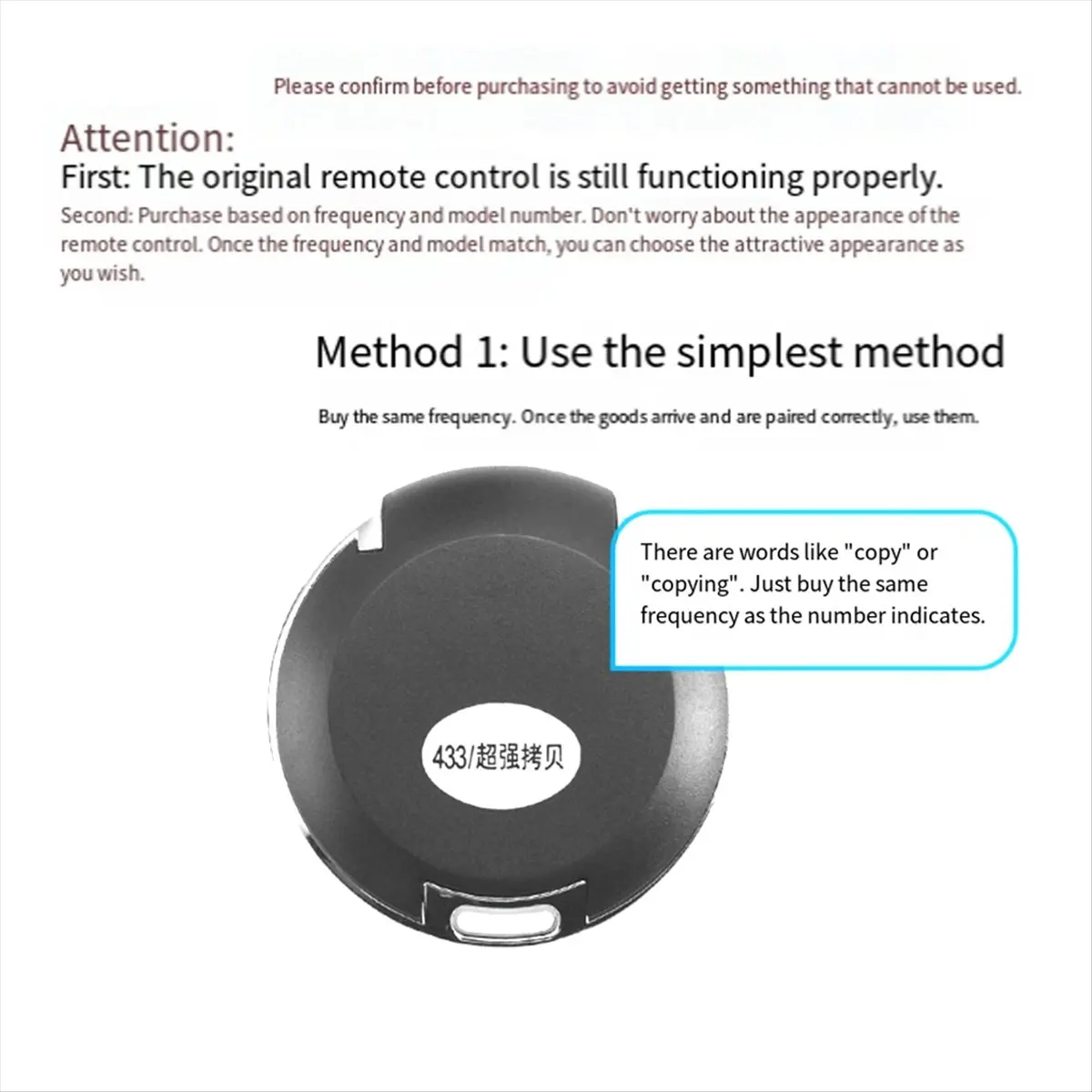 ~A592R 2Pcs 433MHz Copy Remote Control 4 Buttons Round Cloning Wireless Transmitter for Gate Garage Door Light Switch
