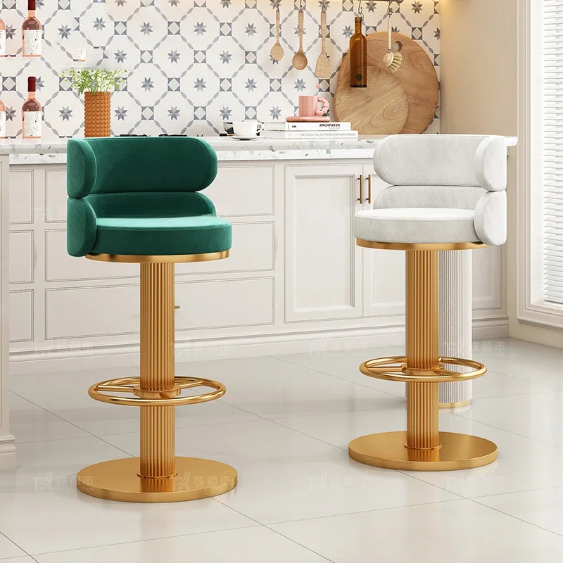 Home Designer Bank Reception Bar Stools High Nordic Backrest Kitchen Counter Stools Modern Island Chair Cadeira Furniture