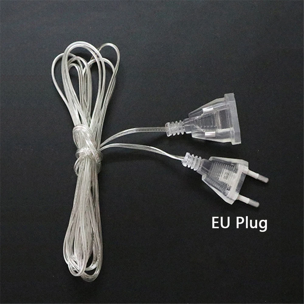3M 5M EU 220V Power Extension Cable Transparent Standard Power Extension Cord Wire for LED String Light Christmas Holiday Lights