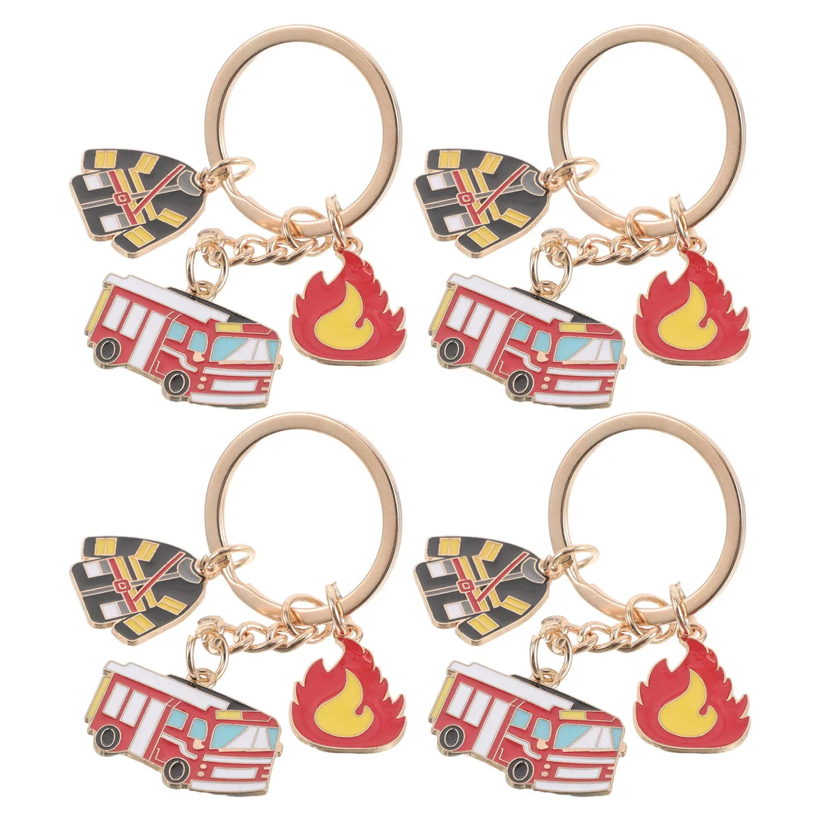 6Pcs Firefighter Keyring Collection Miniature Extinguisher Style Metal Keychain for Fire Safety Awareness Gifts Department
