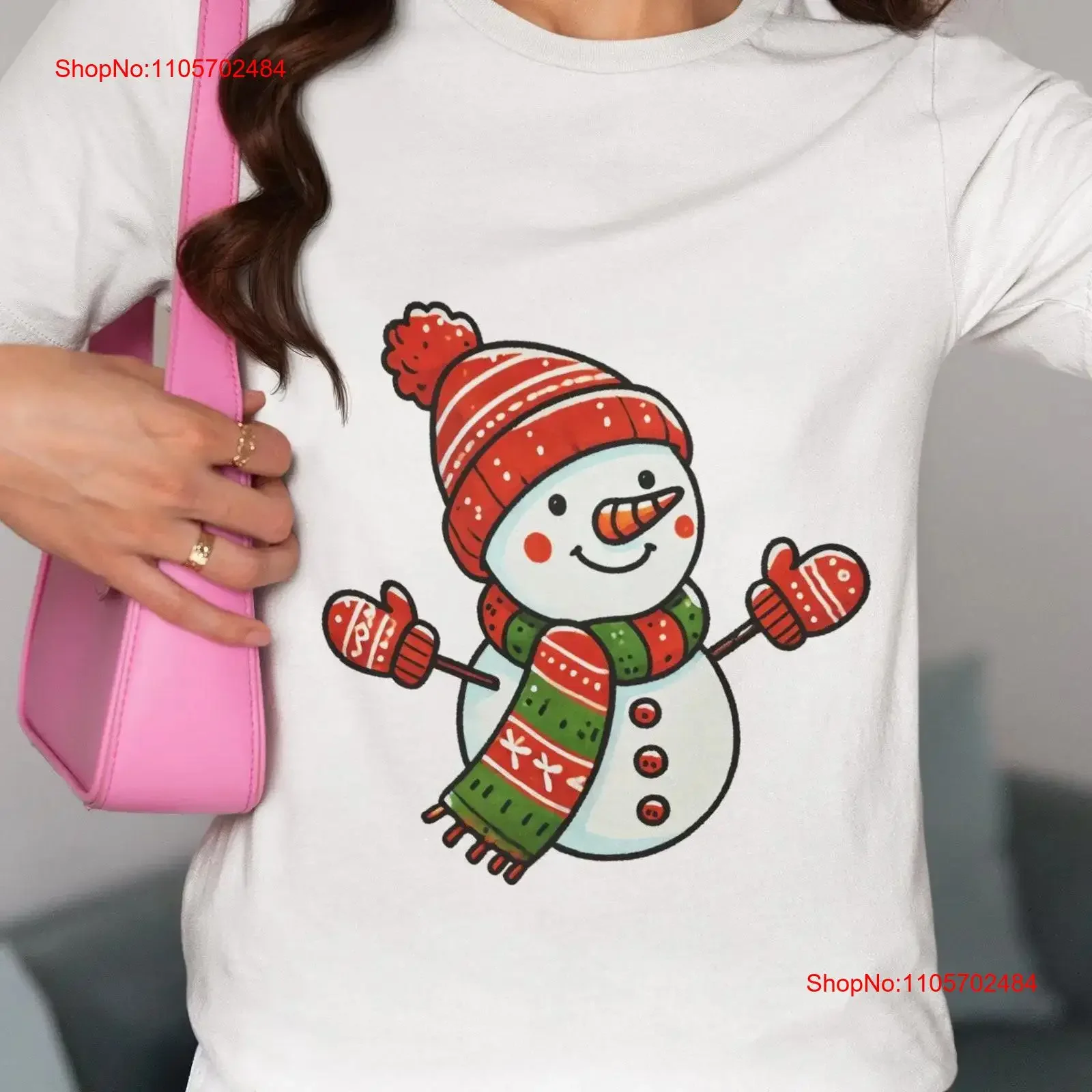 Christmas Snowman T Shirt with Festive Hat Scarf Mittens Cute Winter Novelty Holiday Xmas Unique Idea vintage Washed streetwear