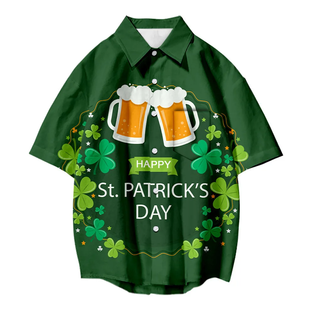 Summer Men's Polo Collar Pullover Letter Printing Short Sleeve Cardigan Single Breasted Shirt T-shirt Fashion Casual Tops