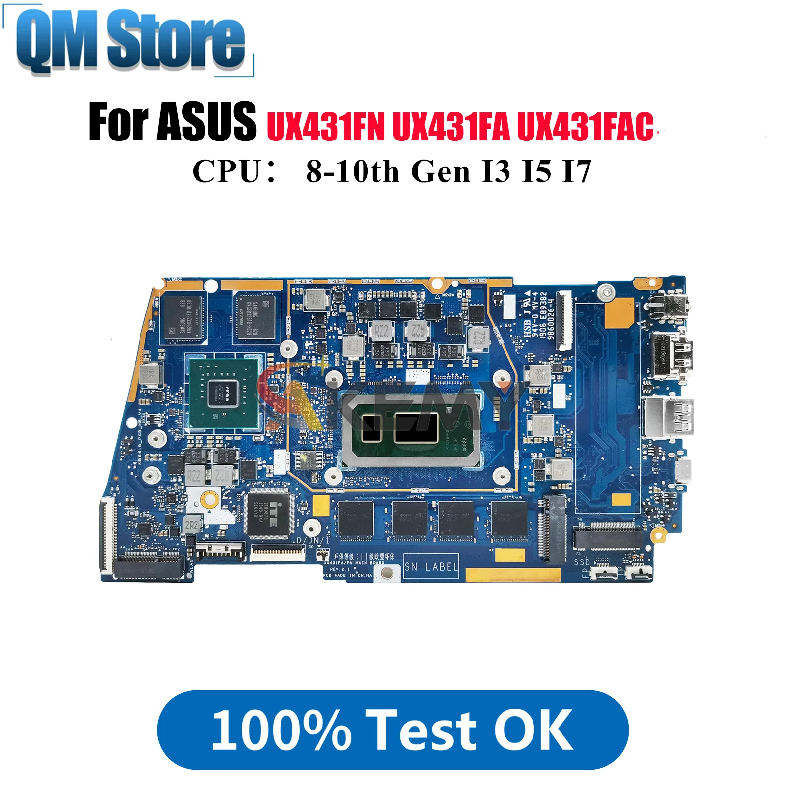 

UX431FN Материнская плата для ноутбука ASUS ZenBook UX431FN X431F UX431F U4500F S4500F S431F Материнская плата с процессором I3 I5 I7 100% ОК