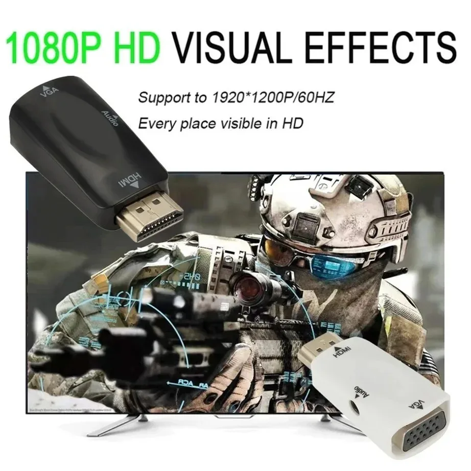 YIGETOHDE 1080P Adapter HDMI na VGA Gorący kabel cyfrowy męski na żeński Konwerter audio do komputera PC Laptop TV Box Projektor