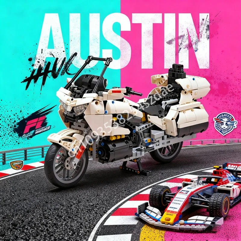 1290 elementów MOC Japońskie Samochody Gold Wing 1:7 Biały Model Techniczny Zabawka Klocki Prezent Świąteczny Architektura DIY Kreatywne Klocki dla Dzieci