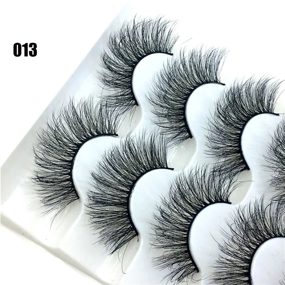 SKONHED 5 Pairs Woman's Fashion Wispy Flared Natural Long False Eyelashes 6D Faux Mink Hair Crisscross Eye Lash Extension