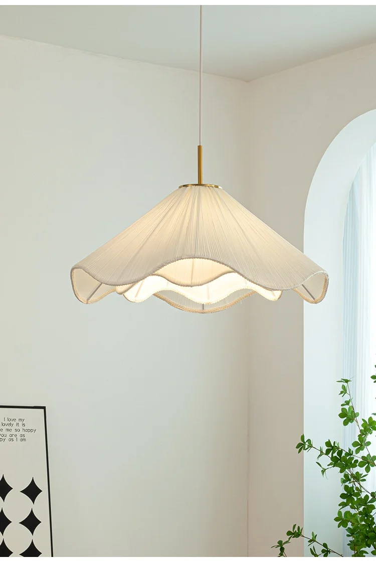 Nordic Fabric LED Chandelier Foyer White E27 Pendant