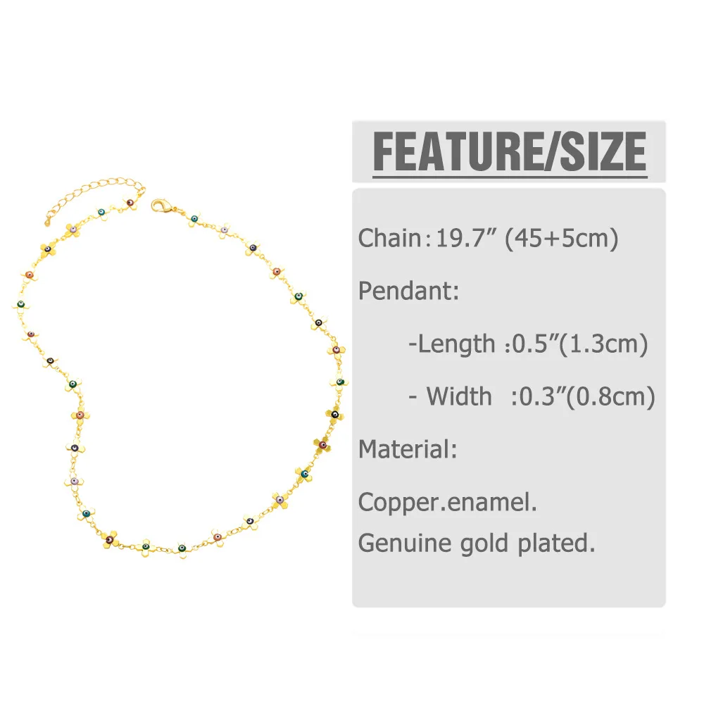 WT-BFN052 WKT 2023 Amazing devil eye flower yellow brass necklace women 18k gold metal accessory jewelry bracelet trend ins