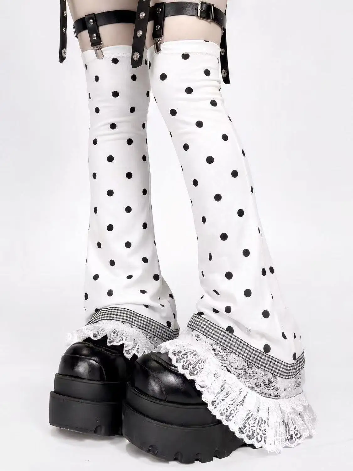 Y2K Harajuku Gothic Women Lace Knee‑Length Leg Warmers Cute Lolita Flare Leg Socks Fashion Boots Socks Cosplay Street Casual