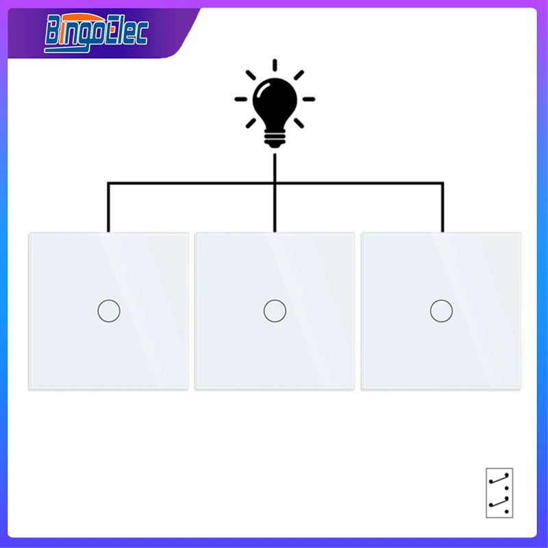 Bingoelec Gang Vias Interruptor da Escada Pcs ue Rússia Multi-controle de Luz Interruptores de Toque com Painel de Vidro Cristal Melhoria da Casa