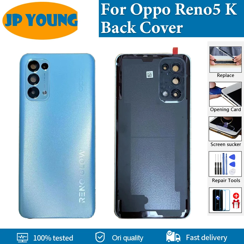 Original New Back Cover Housing Door For Oppo Reno5 K Battery Back Cover Repair PEGM10 Rear Case With Camera Lens Replacement