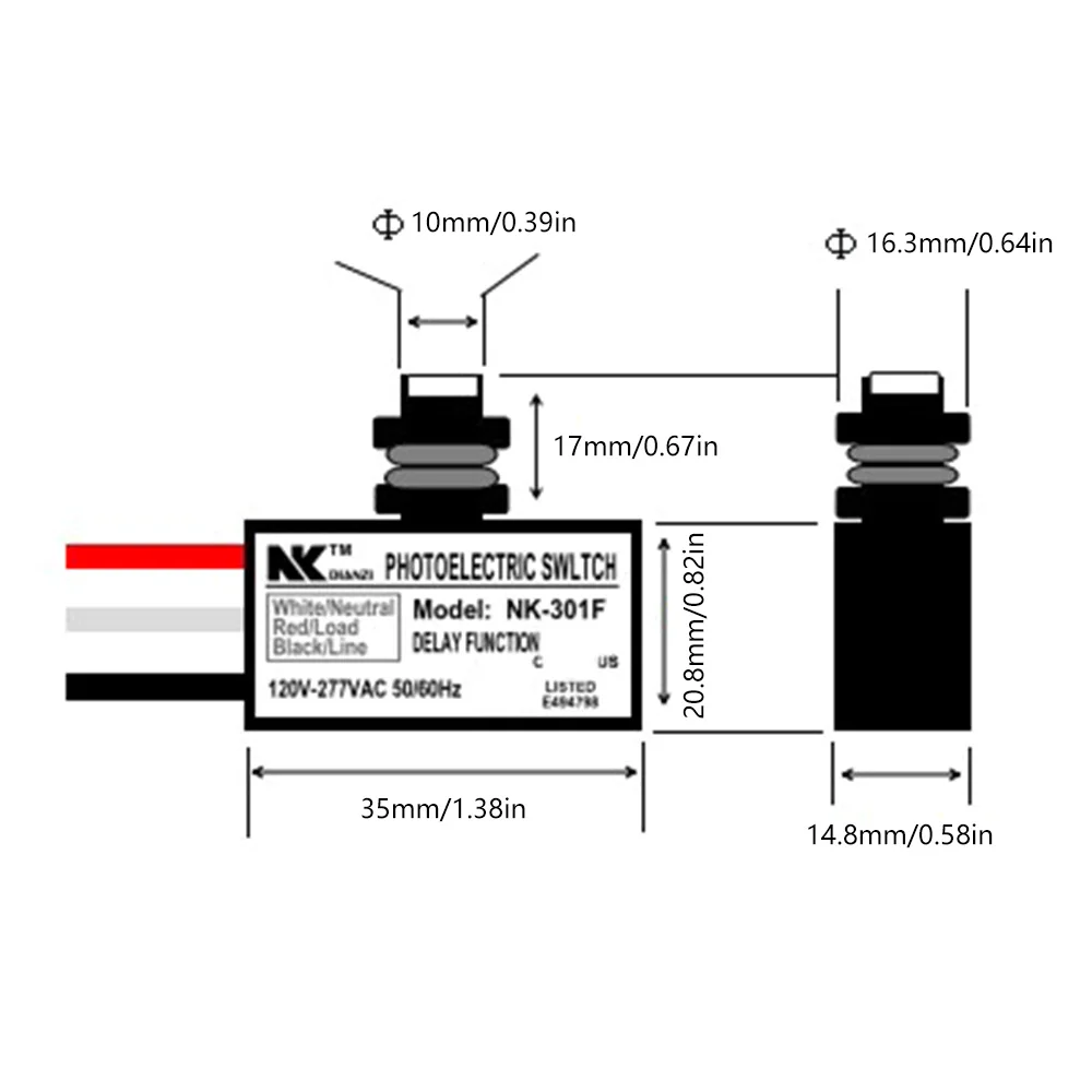 NK-301F Light Control Switch LED Lamp Light Sensor 120-277V Dusk To Dawn Sensor Photoelectric Switch Light Photocell Sensor