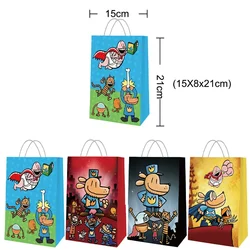 12pcs Dog Man Birthday Party Gift Bag Kids Anime Decorations Boys Girls Candy Loot Favors Bags Handle Baby Shower Decor Supplies