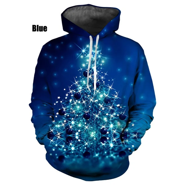 New Cool  3D Printed Christmas Hoodie Unisex Christmas tree Hoodies Casual Pullover Sweatshirt Oversized Hooded