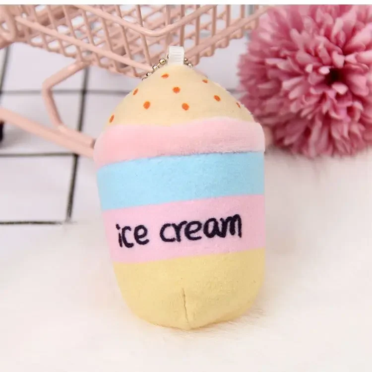 2024 New Cartoon Ice Cream Yellow Plush Toys Hobbies Bag Pendant Baby Toddler Toys Exclusive Design Creative Gifts Girls Kids