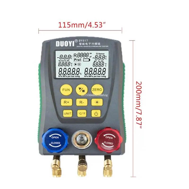 Tester del calibro del collettore digitale refrigerazione HVAC Tester temperatura della pressione del vuoto Mantenimento