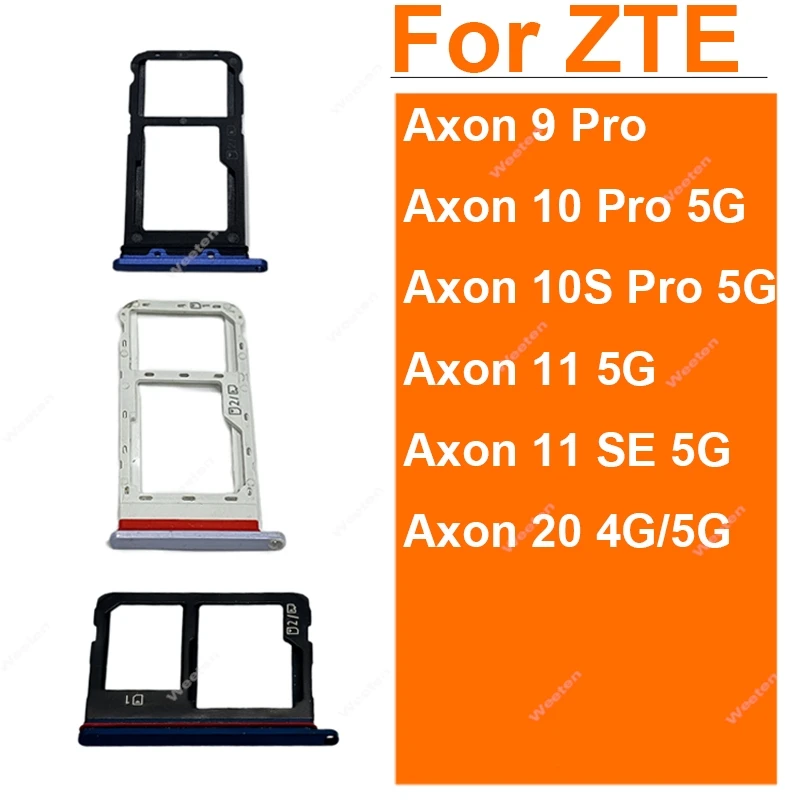 

Лоток для SIM-карты для ZTE Axon 9 10 10S Pro 11Se Axon 20 4G 5G, слот для лотка для SIM-карты, держатель для считывания SIM-карт, детали гнезда