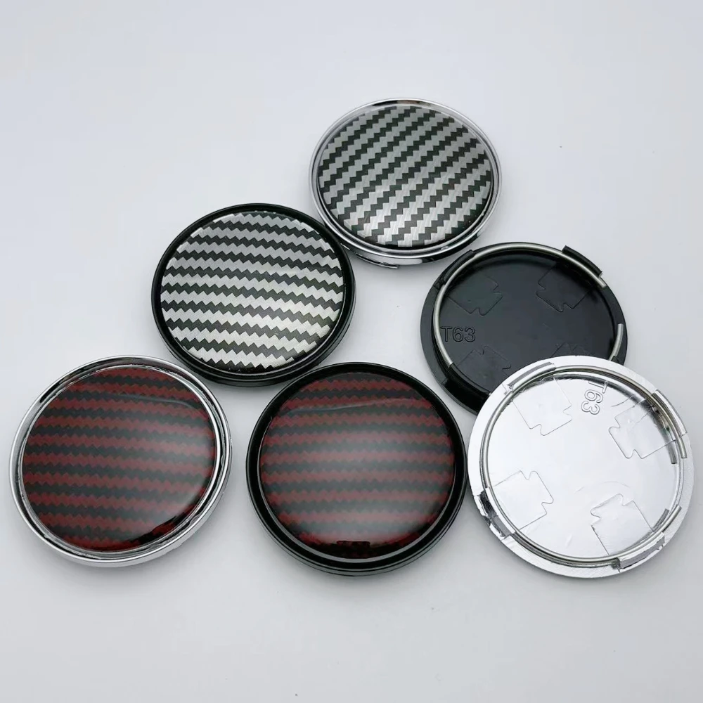 Tampas centrais da roda de carro, 4 unidades, 63mm, com resina epóxi, sem logotipo, emblema, cubo da roda, aro, fibra de carbono, emblema, acessórios para carro