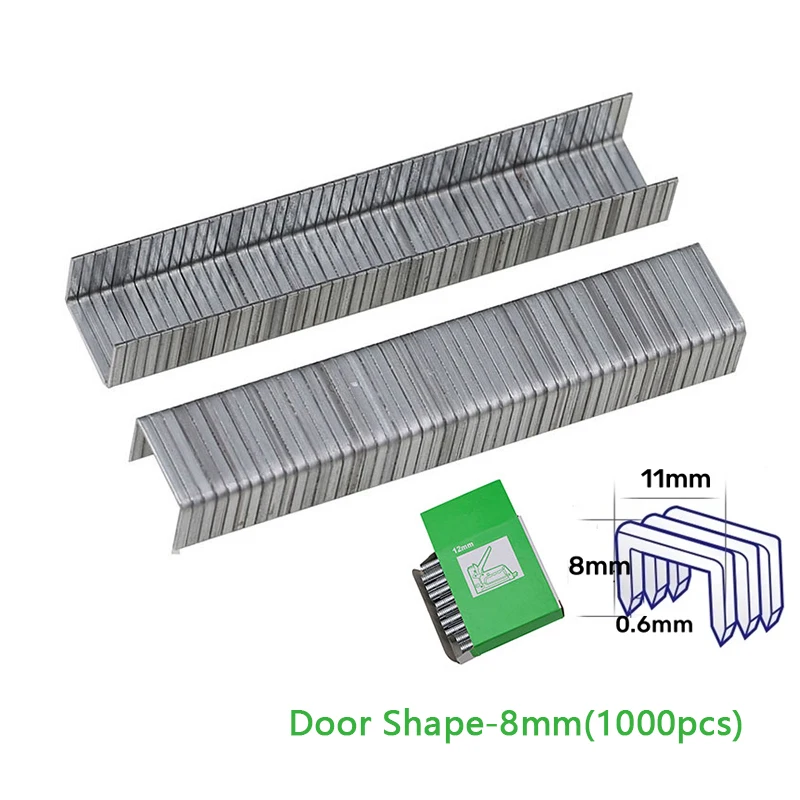 1000Pcs 8mm 10mm 12mm U/ Door /T Shaped Nail Shaped Stapler Metal Nails For Furniture Upholstery Staple Gun Woodworking Tool