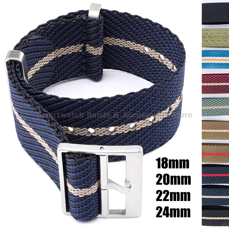 18mm 20mm 22mm 24mm Nylon Braided Watch Band for Seiko for Omega for Tudor Wrist Band Striped Military Bracelet Universal Strap