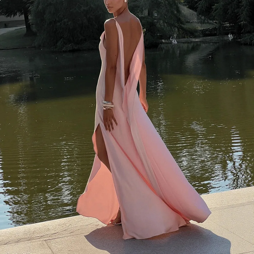 Sexy Backless Split Evening Dress Bodycon Sleeveless Long Dresses Matching Set Jumpsuit