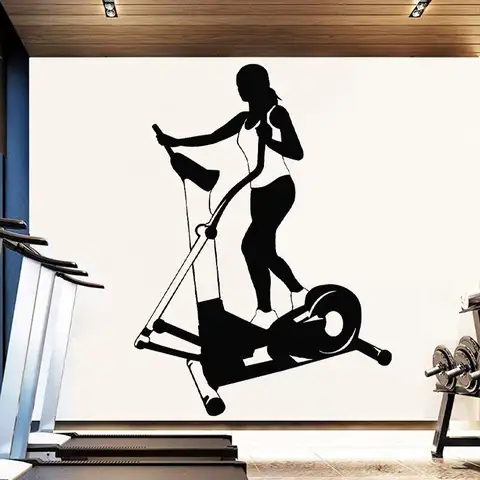 체육관 스티커, 스포츠 소녀 트레드밀 비닐 벽 데칼, 피트니스 클럽 벽화, 여성 방 장식, 탈착식 홈 장식, C8029