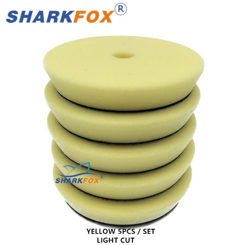 Sharkfox 5 "/6" 125mm/150mm Auto Polijsten Duitsland Spons Buffing Polijstmachine Pads Gladde Buffer Pad Verwijdert Kras Voor Polijsten