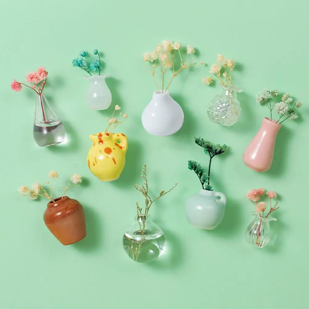 Decorative Fridge Magnet Locker Vase Magnet 3d Miniature Ceramic Vase Refrigerator Magnet for Home Office Kitchen Locker Fridge