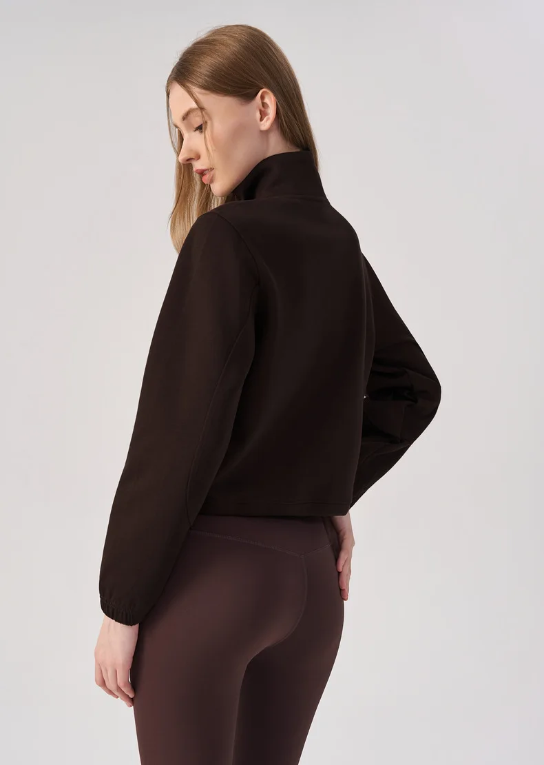 Women Half Zip Pullover Stand Collar Sweatshirt Autumn Winter Outdoor Sports Long Sleeve Top Tennis Fitness Yoga Jacket