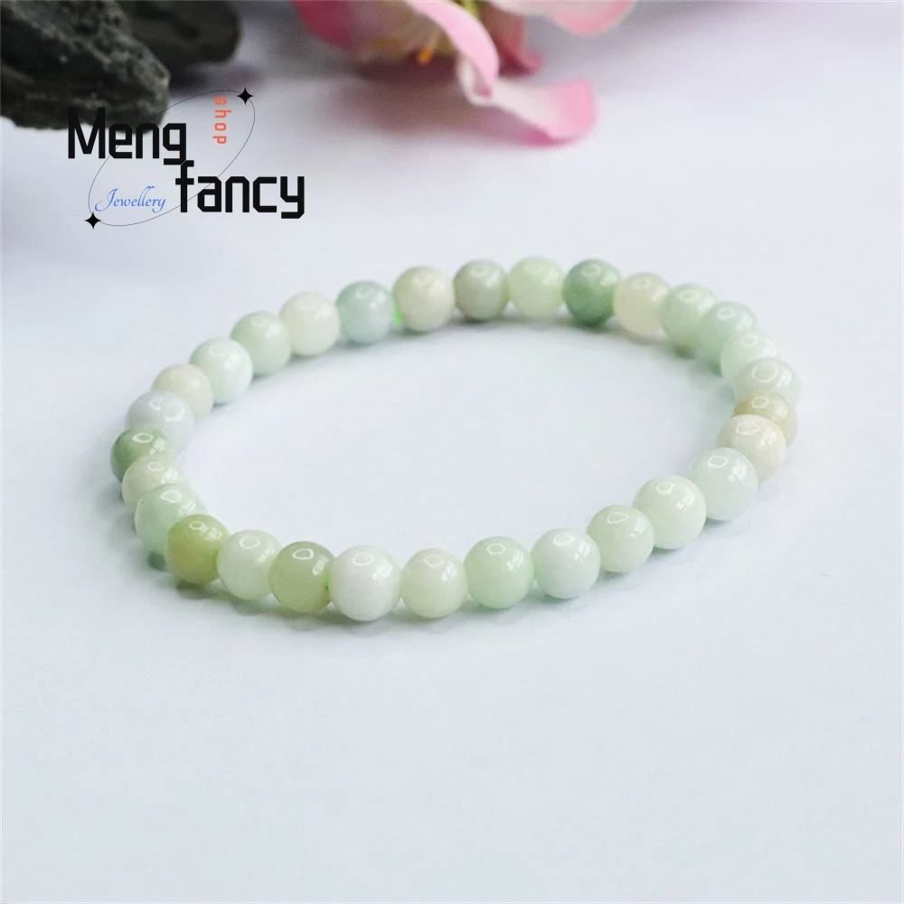 

Natural Jadeite String A-goods Jade Bracelet Exquisite Elegant Simple High-grade Luxury Quality Fashion Jewellery Holiday Gifts