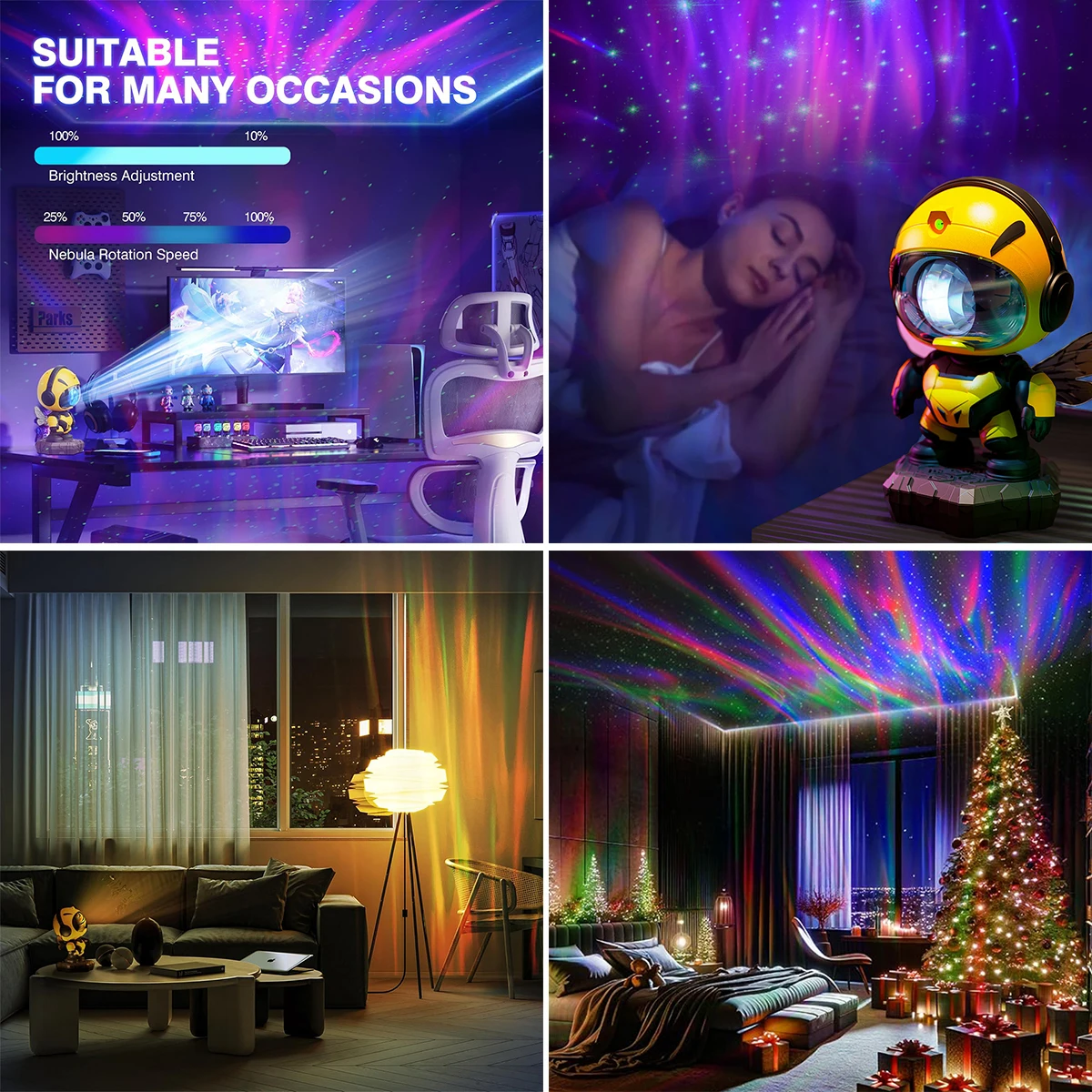 Star Projector Galaxy Light Bee Night Light Projector Star Ceiling Light Projector with Remote Control and Timer Desk Decor Lamp