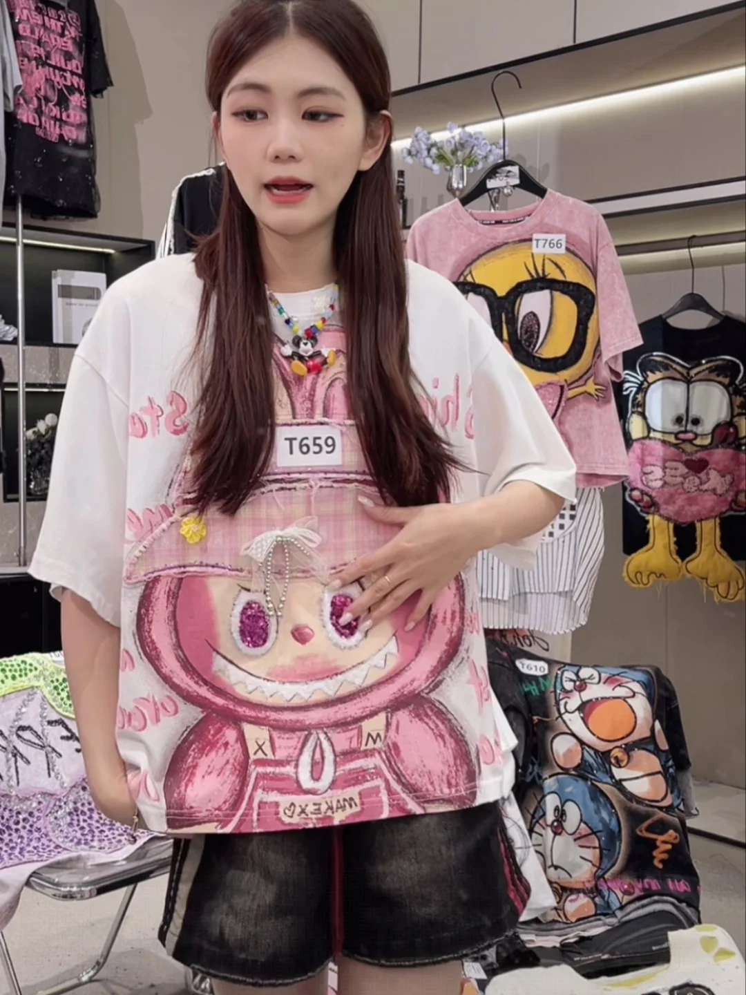 Lâche été ort Sve T irt femmes 2025 nouveau Sle confortable respirant brodé Patchwork coréen Sle haut décontracté