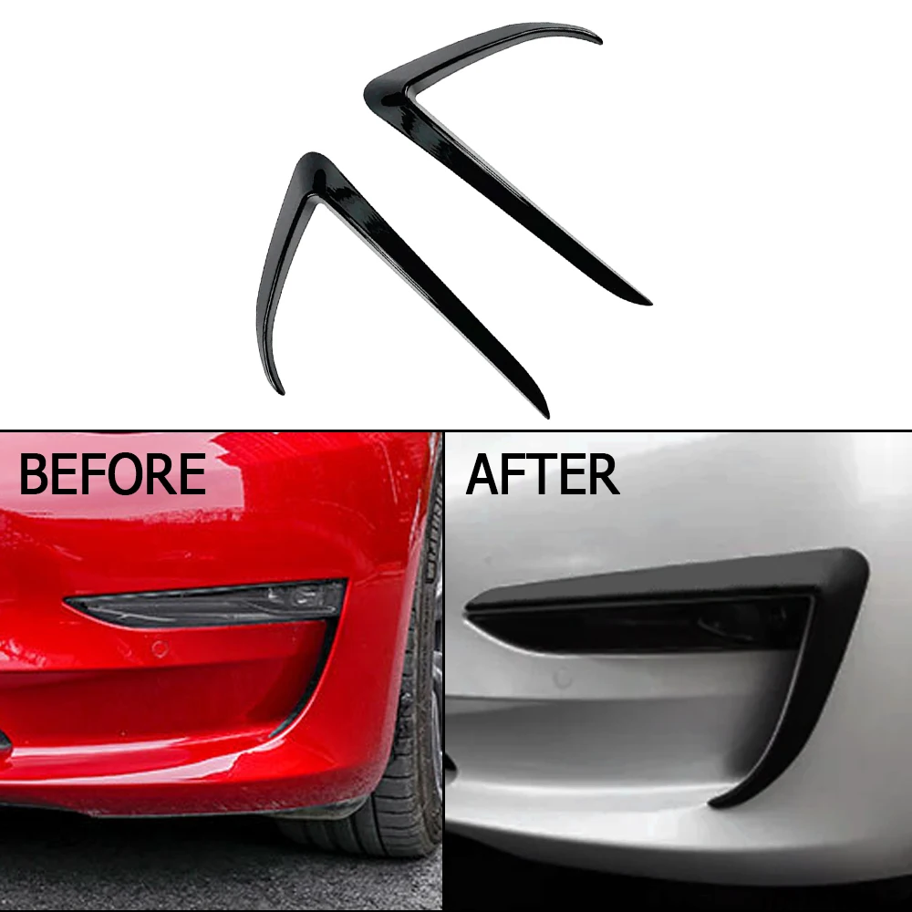 

Передний спойлер для бровей, лезвие для Tesla Model 3 2017-2023, противотуманная фара, декоративная рама, спойлер, ветровой нож, отделка, модификация абс