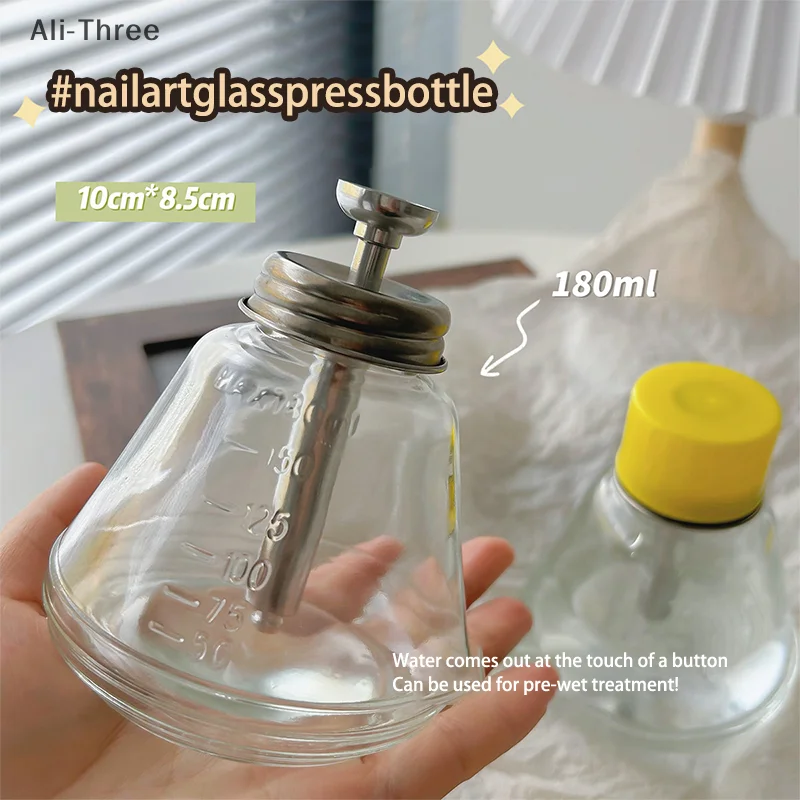 

180ML Glass Nail Art Pump Dispenser Cleaner Bottle Liquid Alcohol Bottle Phone Screen Repair Remover Cleaner Bottle Dispenser