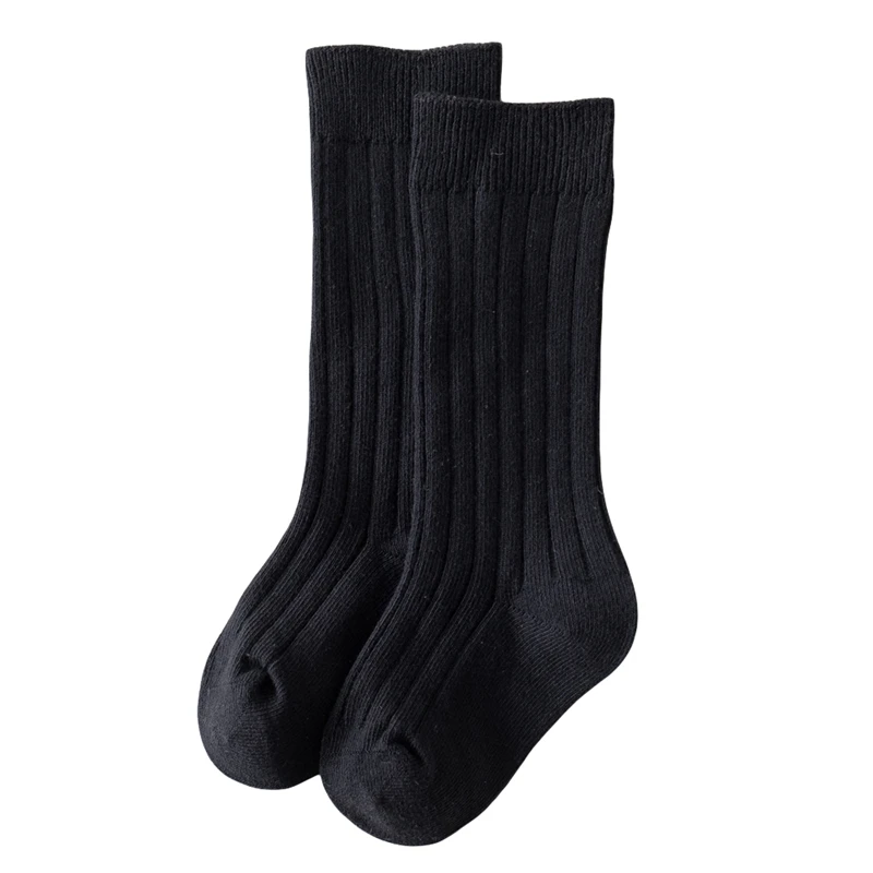 Unisex Baby Knee High Socks Ribbed Knit Tube Socks Kids Seamless Uniform Ruffled Stockings