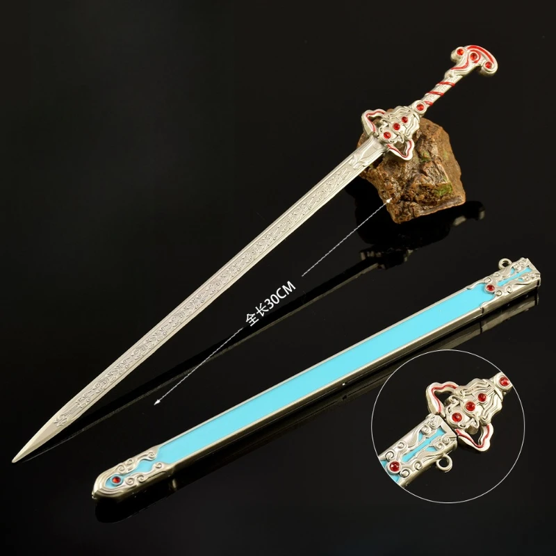 30 センチメートル/11.81 インチ秦の伝説アニメ周辺機器武器モデル張良 Lingxu 剣鞘金属工芸品男の子のおもちゃギフト