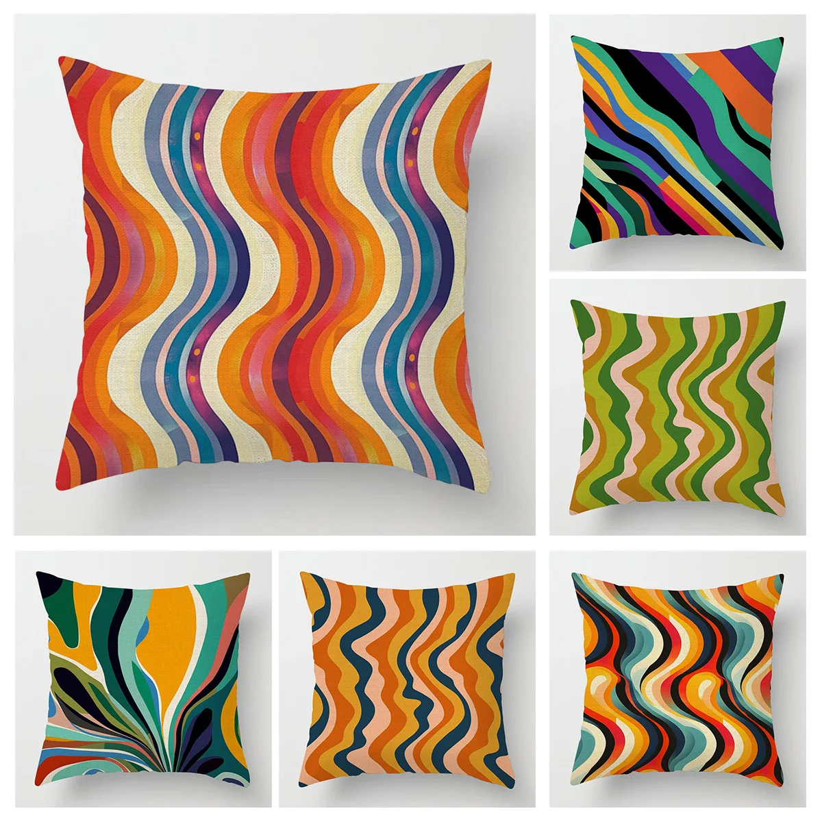 Abstract Geometric Pillowcase 18x 18 Inch Machine Washable Four Seasons Universal Home Decorative Cushion Cover 45x45cm