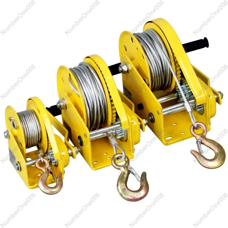1200 Pounds 5m Wirerope Hand Operated Winch Bidirectional Self-locking Small Portable Winch Manual Traction Hoist Winch Crane